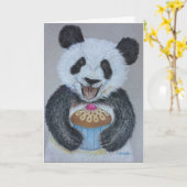 Carte d'anniversaire de panda de petit gâteau (Fleur jaune)