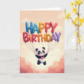 Carte d'anniversaire de panda mignon (Fleur jaune)