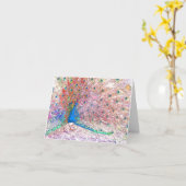 Carte d'anniversaire de paon d'arc-en-ciel (Fleur jaune)