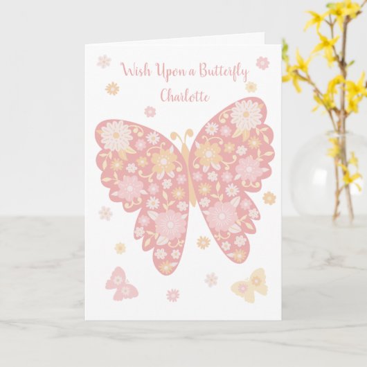 Carte d'Anniversaire de Papillon (Fleur jaune)
