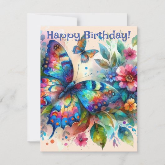 Carte d'anniversaire de papillon d'aquarelle (Devant)