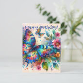 Carte d'anniversaire de papillon d'aquarelle (Debout devant)