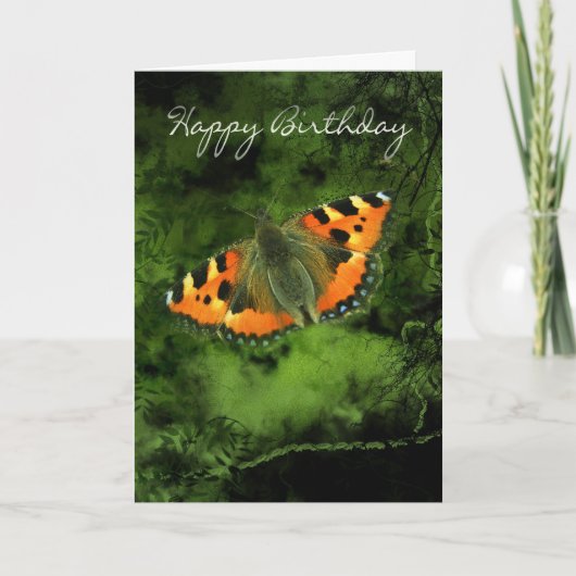 Carte d'anniversaire de papillon - papillon orange (Devant)
