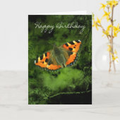 Carte d'anniversaire de papillon - papillon orange (Fleur jaune)
