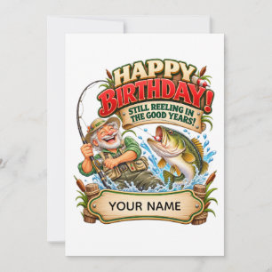Carte d'anniversaire de pêche drôle personnalisée