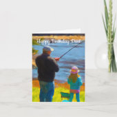Carte d'anniversaire de pêche papa et fille (Devant)