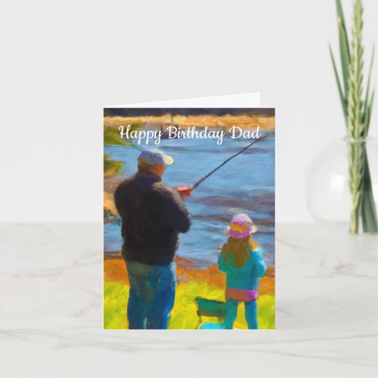 Carte d'anniversaire de pêche papa et fille (Devant)