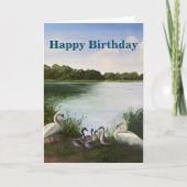 Carte d'anniversaire de peinture de cygne avec dev (Devant)
