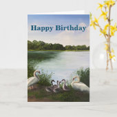 Carte d'anniversaire de peinture de cygne avec dev (Fleur jaune)