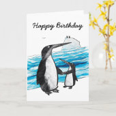 Carte d'anniversaire de Penguin (Fleur jaune)