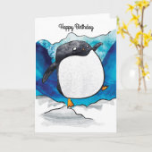 Carte d'anniversaire de Penguin (Fleur jaune)