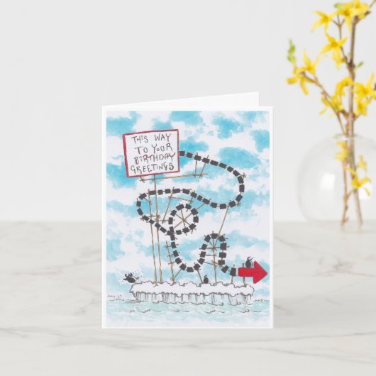 Carte d'anniversaire de Penguin idiot (Fleur jaune)