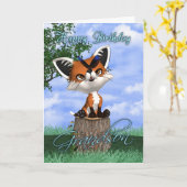 Carte d'anniversaire de petit-fils avec le Fox (Fleur jaune)