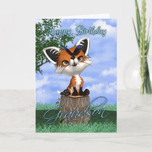 Carte d'anniversaire de petit-fils avec le Fox