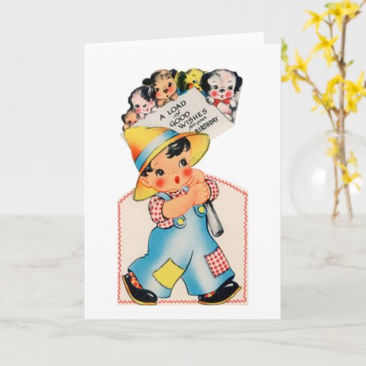 Carte d'anniversaire de petit garçon (Fleur jaune)