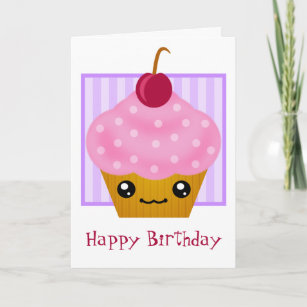 Carte D Anniversaire De Petit Gateau De Kawaii Zazzle Fr