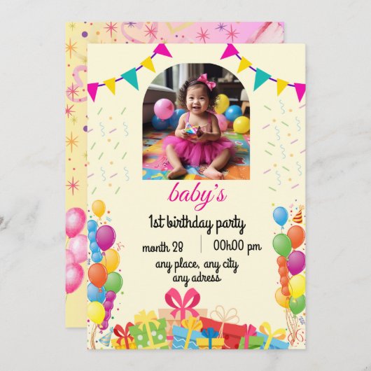 carte d'anniversaire de petite fille (Devant / Derrière)