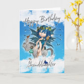 Carte d'anniversaire de petite-fille - avec la fée (Fleur jaune)