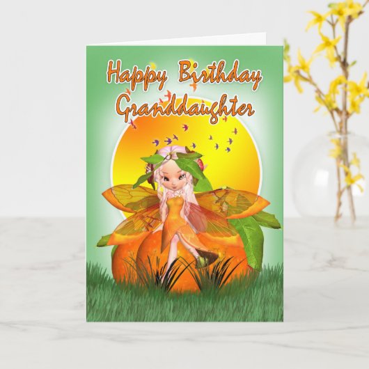 Carte d'anniversaire de petite-fille - fée (Fleur jaune)