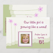 Carte d'anniversaire de petite fille Growing Like  (Devant / Derrière)