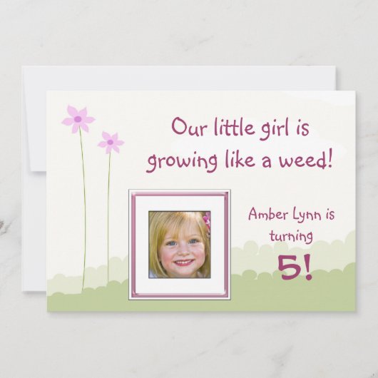 Carte d'anniversaire de petite fille 'Pousse comme (Devant)
