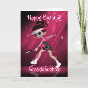 Carte d'anniversaire de petite fille - Tennis