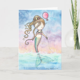 Carte d'anniversaire de petite sirène mignonne