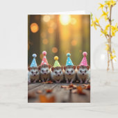 Carte d'anniversaire de petites créatures mignonne (Fleur jaune)