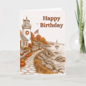 Carte d'anniversaire de phare nautique de saison d (Devant)