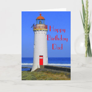 Carte d'anniversaire de phare pour le papa
