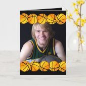 Carte d'anniversaire de photo de basket-ball (Fleur jaune)