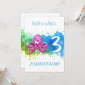 Carte d'anniversaire de pieuvre mignonne bleue (Devant/Arrière en situation)