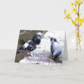 Carte d'anniversaire de pigeons (Fleur jaune)