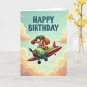 Carte d'anniversaire de Pilot Pup (Fleur jaune)