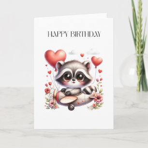 Carte d'anniversaire de pilote raton laveur