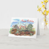 Carte d'anniversaire de pinceau indien de désert (Fleur jaune)