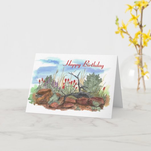 Carte d'anniversaire de pinceau indien de désert (Fleur jaune)