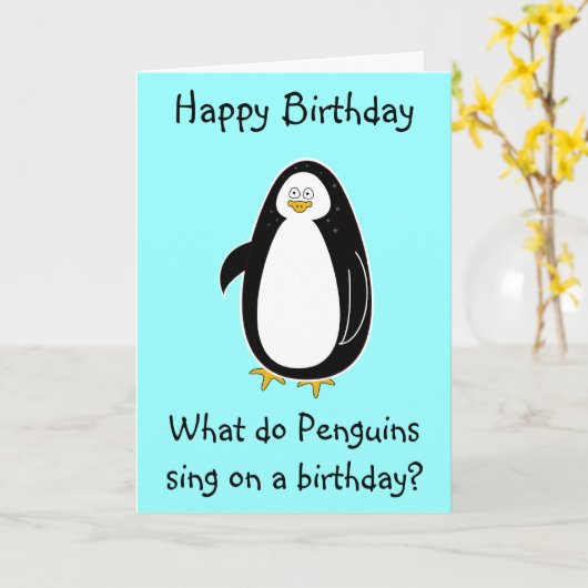Carte d'anniversaire de pingouin (Fleur jaune)