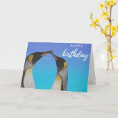 Carte d'anniversaire de pingouin (Fleur jaune)