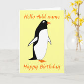 Carte d'anniversaire de pingouin (Fleur jaune)
