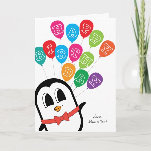 Carte d'anniversaire de pingouin mignon (Devant)