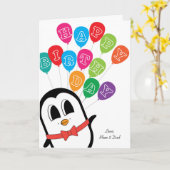 Carte d'anniversaire de pingouin mignon (Fleur jaune)