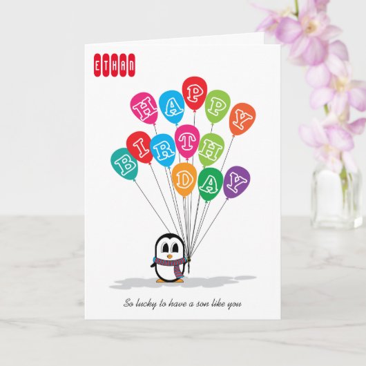 Carte d'anniversaire de Pingouin mignonne (Orchidée)