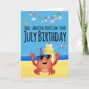 Carte d'anniversaire de plage de juillet