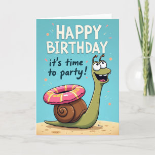 Carte d'anniversaire de plage dessin animé