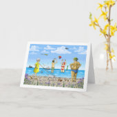 Carte d'anniversaire de plage d'été (Fleur jaune)
