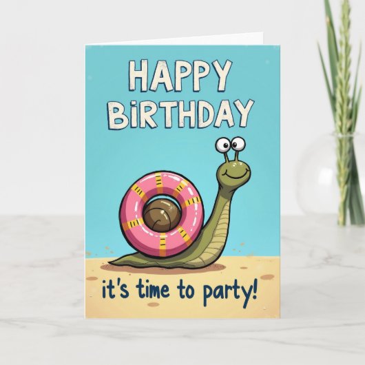 Carte d'anniversaire de plage enjouée (Devant)