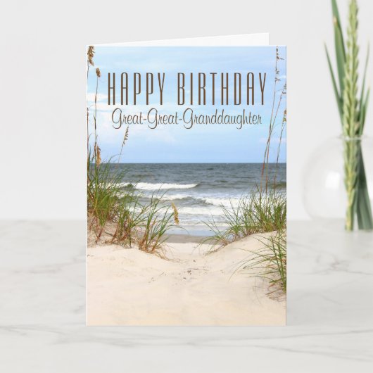 Carte d'anniversaire de plage Great-Great-Grandgir (Devant)