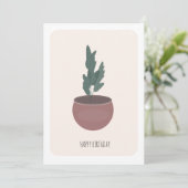 Carte d'anniversaire de plante haute feuillue (Debout devant)