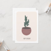 Carte d'anniversaire de plante haute feuillue (Devant/Arrière en situation)
